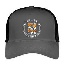 Load image into Gallery viewer, 2024 Make Every Stamp Count Eco Trucker Cap - smoke grey/black
