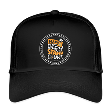 Load image into Gallery viewer, 2024 Make Every Stamp Count Eco Trucker Cap - black/black
